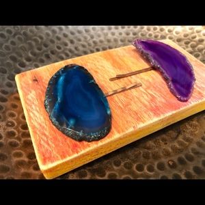 NWT! (Set of 2) Agate Slice Hairpins/Hair Jewelry